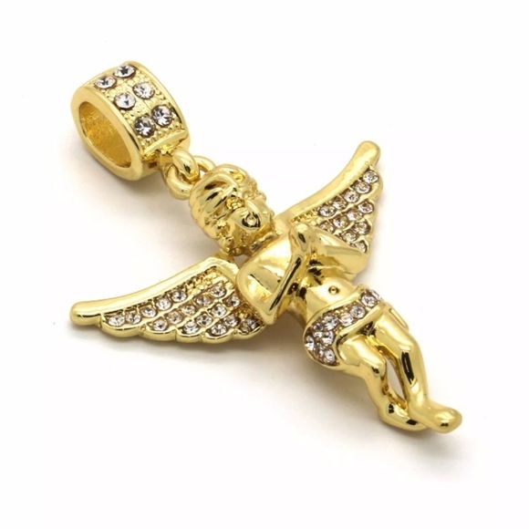 14Kt gold plated angel pendant on 24" rope chain - Picture 3 of 4